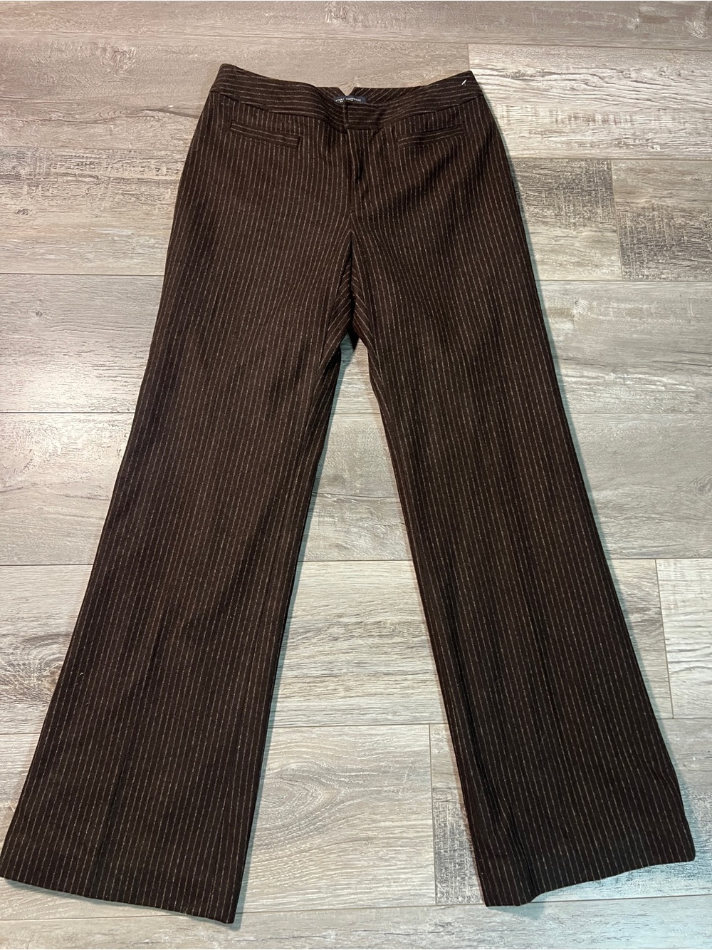 Banana Republic Pants Womens 6 Flare Harrison Stretch 78% Wool Pinstripe Lined
